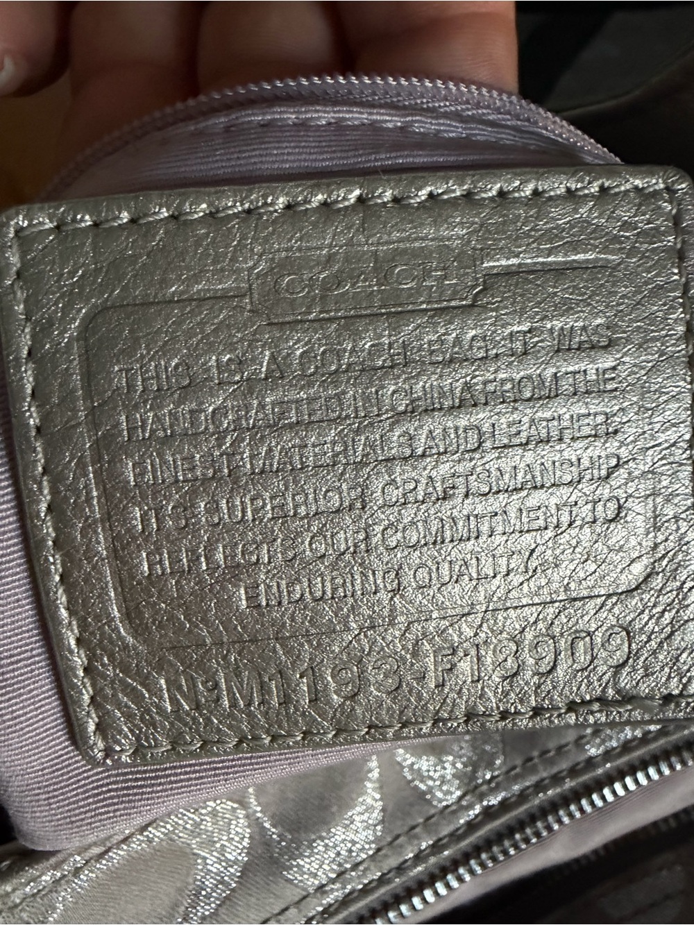 Coach Metallic Taupe Signature Shoulder Bag - Picture 5 of 9